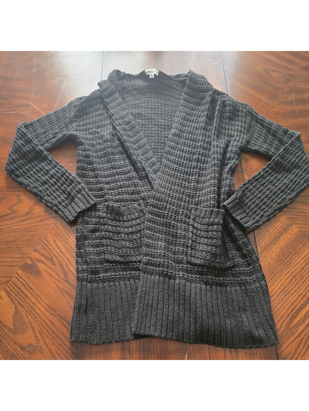 Vava by Joy Han Charcoal Open Knit Cardigan